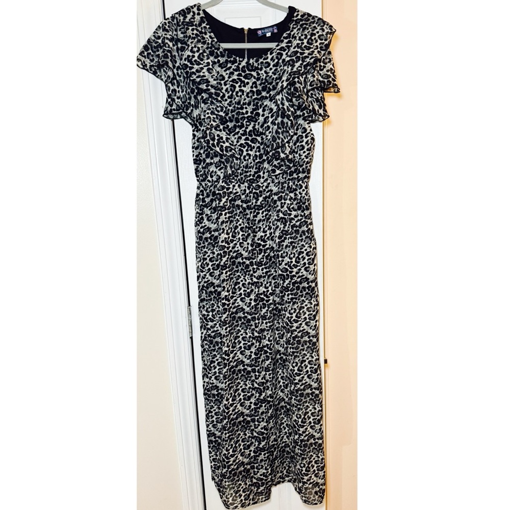 Truly Me by Sara Sara Nordstrom Girls Leopard Print Ruffle Jumpsuit- Size 16